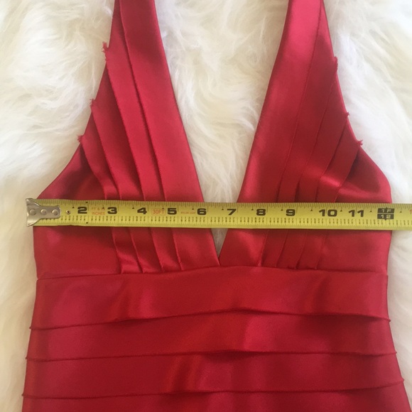 BCBG Maxazria Bodycon Raw Edge Stripe Halter Dress - Picture 3 of 8